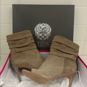 Vince Camuto Tan Heeled Boots with Slouchy Design and Stiletto Heel